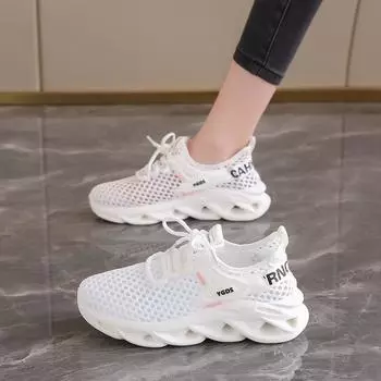 2024 new Korean version winter breathable fly-woven women s shoes ins trendy sports running shoes coconut mesh casual shoes 35 бежевый