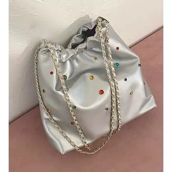 2024 новая большая сумка-ведро, нишевая трендовая сумка через плечо, сезонная сумка, женская сумка для отдыха и поездок на работу, женская сумка-мессенджер серебряный