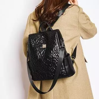 2024 новый большой вместительный простой нишевый рюкзак женская мода мода иностранный стиль дорожная сумка через плечо чёрный