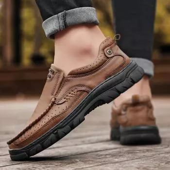 2024 new leather first layer 2025 hot-selling men s shoes low-top outdoor casual leather shoes 38 чёрный