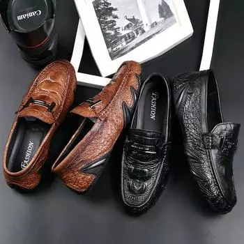 2024 Новые кожаные мужские туфли Модные легкие дышащие повседневные туфли Натуральная кожа Роскошные мужские лоферы Мокасины мужские Обувь 38 чёрный