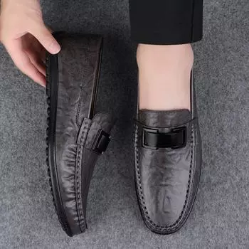 2024 New Leather Mens Loafers Moccasins Italian Designer Breathable Slip on Driving Shoes Luxury Flats Brand Men Casual Shoes 37