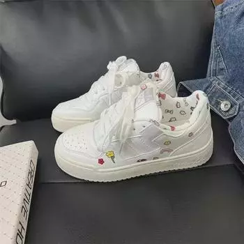 2024 New Leather Women’s Sneakers White Casual Running ShoesHigh Quality Breathable Platform Shoes Loafers Women 35 белый