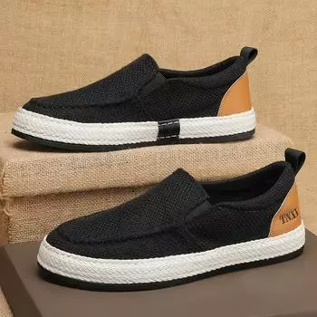 ****** 2024 new linen men s shoes summer lazy one pedal fisherman s**t sole leisure old ******* cloth shoes men 39