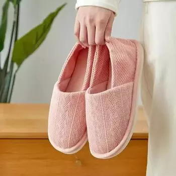 2024 New Linen Slippers for Women and Men Quiet Soft-soled Cotton Household Slipper Indoor Light Comfort Home Floor Shoes Unisex 36-37 розовый