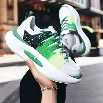 2024 Новый роскошный дизайн Новые мужские красочные толстые подошвы кожаные повседневные туфли Мужские универсальные толстые подошвы сплайсированные модные туфли 39 чёрный