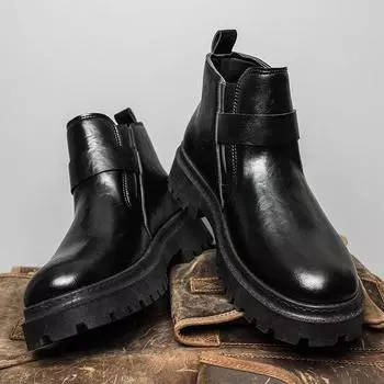 2024 new Martin boots men s fashion autumn and winter casual British retro locomotive trend leather surface high top wear-resistant men s shoes 39
