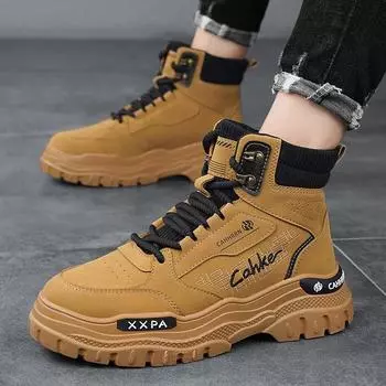 2024 new Martin boots men s shoes high-top autumn outdoor casual hiking shoes thick-soled heightening boys tooling boots 39