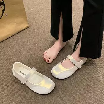 2024 New Mary Jane Flats Shoes for Women Fashion Elegant Round Toe Ladies Comfort Soft Sole Ballerinas Shoes Large Size 42 Shoes 35