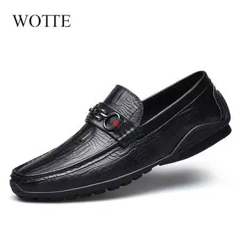 2024 New Men Casual Shoes Fashion Men Shoes Genuine Leather Men Loafers Moccasins Slip On Men s Flats Shoes Male Driving Shoes 38 чёрный