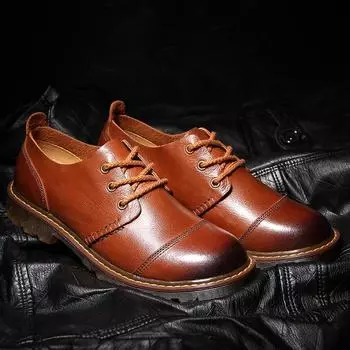 2024 Новые мужские кожаные туфли Повседневная обувь из натуральной кожи Мужские оксфорды Модные туфли на шнуровке Дерби Туфли для работы на открытом воздухе Sapatos 38 коричневый