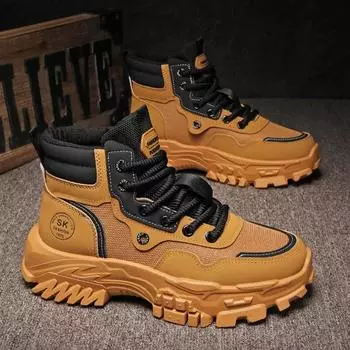 2024 Новые мужские ботинки Высокие мотоциклетные ботинки Модная кожаная обувь Повседневные уличные ботинки Ботильоны Мужские кроссовки Bota Masculina 39 чёрный