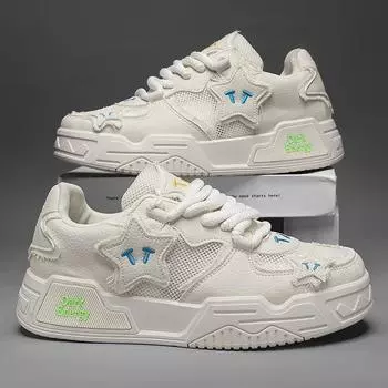 2024 New Men s Casual Mesh Breathable Versatile Sports Shoes Classic Puzzle Personalized Lace Up Spring and Autumn Shoes Size 44 39 покинуть белый