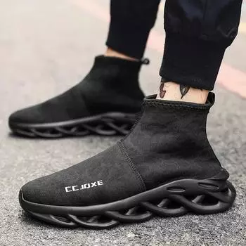 2024 New Men s Casual Shoes Anti-Slip Men s Ankle Shoes Fashionable Outdoor Walking Shoes Men s Sports Shoes Increased 40 чёрный