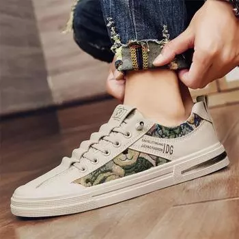 2024 new men s casual shoes trend youth foot sports canvas shoes personalized graffiti board shoes 39 белый