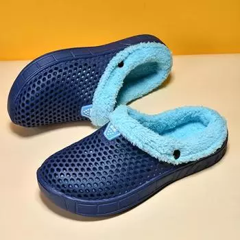 2024 New Men s Padded Slippers Home Outdoor Warm Thick Cotton Shoes Winter Cave Shoes Garden Shoes Leisure Outdoor Home 36 чёрный