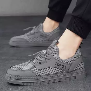 2024 new men s shoes hollow casual board shoes men s breathable mesh shoes students summer big net tide shoes men s 39