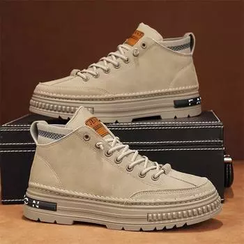 2024 new men s shoes winter Martin boots men s summer British style casual high-top board shoes trendy mid-help tooling boots 39 чёрный