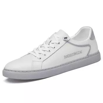 2024 New Men Shoes Casual Trend White Men Shoes Breathable Fashion Male Footwear Korean Style Genuine Leather Man s White Flats 37 чёрный