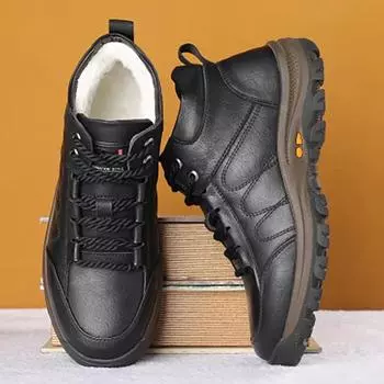 2024 New Men Waterproof Ankle Boots Winter Warm Plush Snow Outdoor Sneaker Work Male Rubber s3d65 39 чёрный