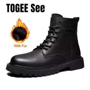 2024 New Mens High Top Trendy Boots Genuine Leather Outdoor Boots for Men Casual Shoes Luxury Brand Man Boots Work Tooling Boats 38