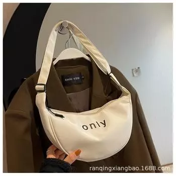 2024 new messenger bag solid color letter zipper cloth bag dumpling bag simple and fashionable versatile shoulder bag women s bag 29*14*10 чёрный