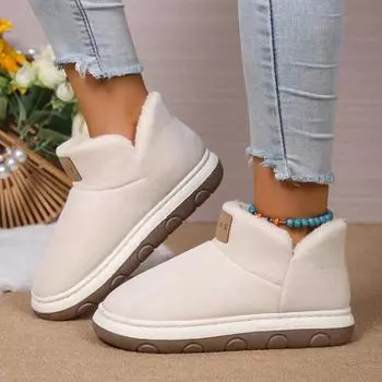 2024 new middle mouth casual outer wear round head non-slip velvet warm snow cotton shoes factory fashion 36 слоновая кость