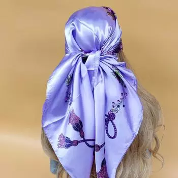 2024 New Model Beach Shawls Popular 90X90CM Square Silk Hijab The Four Seasons Women Headscarf Fashion Design Sunscreen Scarves