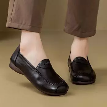 2024 new mother shoes spring and autumn soft leather soft sole soft surface single shoes comfortable leather shoes middle-aged and elderly one-pe 35