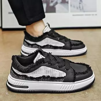 2024 New Niche Design Bread Trendy Shoes Men s Casual Board Shoes Thick Sole Lightweight Sports Casual Fashion Versatile 39 бежевый