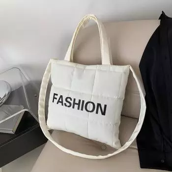 2024 new niche down puff bag women s texture shoulder bag underarm bag versatile portable messenger tote bag tide белый