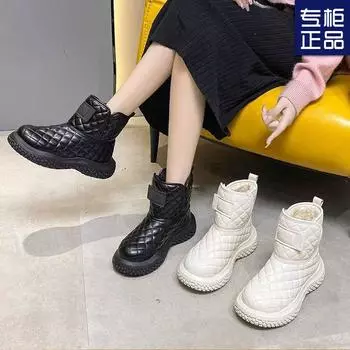 2024 new non-slip lightweight fashion thickened boots velvet winter snow boots women s waterproof non-slip warm bread shoes 35 чёрный