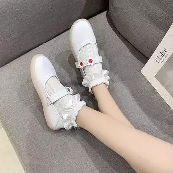 2024 new nurse shoes women s soft sole breathable hollow white casual flat Velcro work casual white shoes 35 синий