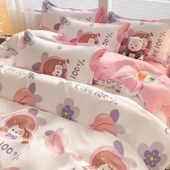2024 New Plant Cashmere Single Bed Cover Cartoon Print Single Without Pillowcase Student King Size Bedding Set 150x200 220x240 150x200cm 1pcs