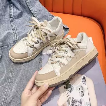 2024 New Platform Shoes Women Chunky Sneakers Female Spring Autumn Thick Bottom Street Skateboard Shoes Lady Casual Sports Shoe 35 чёрный