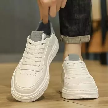 2024 new popular summer breathable fashion trend versatile sports and leisure thick baseplate shoes men s white shoes versatile 39 бежевый