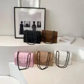 2024 new pressure shell fashionable and simple foreign style spring casual solid color chain single shoulder underarm crossbody women s белый