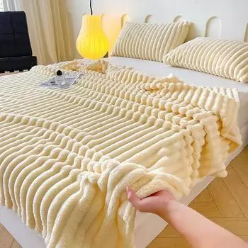 2024 New Pull-out Blanket Milk Velvet Solid Color Cover Nap Sofa Thick Warm Blanket in Autumn and Winter 70x100cm 1pcs