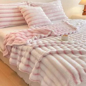 2024 New Pull-out Blanket Multifunctional High Weight Farai Milk Coral Velvet Cover Thick Warm Blanket in Autumn and Winter 100x150cm 1pcs