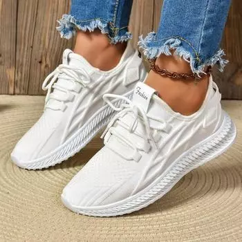2024 New Red Casual Sports Shoes for Women Comfort Mesh Tennis Shoes Light Sneakers Women Plus Size 41 Student Vulcanized Shoe 35 бежевый