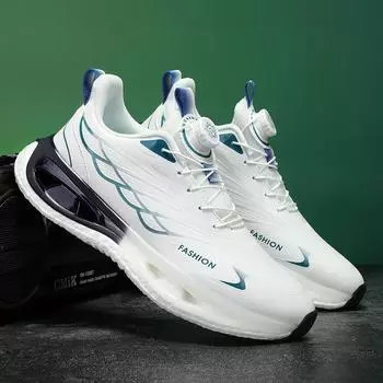 2024 new rotating buckle fashionable four-season breathable leather men s shoes youth running shock-absorbing popcorn sneakers 39