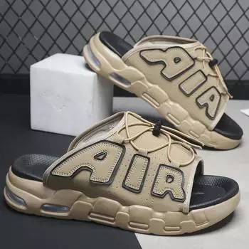 2024 New Sandals Outdoor Thick Sole Versatile Beach Anti Slip Shoes Men s Brand Designer Fashion Air Cushion Slippers Size 39-46 39 хаки