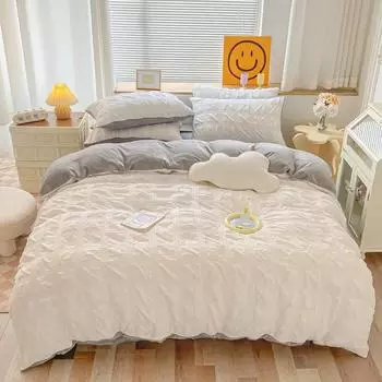 2024 New seersucker milk velvet double-spell warm four-piece series - mattress model Bed 1.5m A&Fitted Sheet зелёный