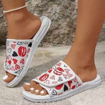 2024 Новые Туфли Женские Тапочки с Открытым Носком Летние Тапочки Разноцветные Повседневные Плоские Удобные Тапочки Большого Размера 36