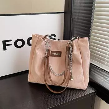 2024 New Simple Fashion Casual Shoulder Bag Large Capacity Commuter Tote Bag Korean Edition Student Class Bag Female чёрный