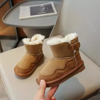 2024 New Simple Non-slip Girls Boots Drop Shipping Children Boys Ankle Boots Hook & Loop Non-slip Platform Boys Boots Round-toe 22 жёлтый