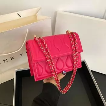 2024 новая маленькая квадратная сумка женская в иностранном стиле повседневная сумка через плечо модная и простая клетчатая цепочка подмышечная сумка белый