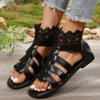 2024 New Solid Color Summer Women s Fashion Trend High-top Combination Sandals Women s European and American Thick-soled Sandals 35 чёрный