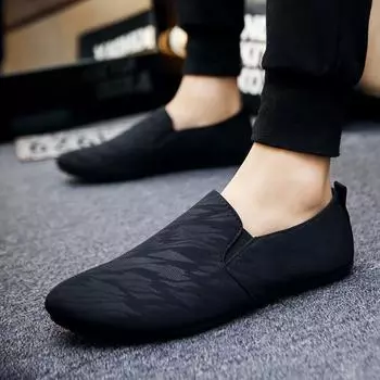 2024 new spring and autumn business Doudou shoes Korean version of personalized lazy shoes trend one pedal British sports and leisure shoes 39 чёрный