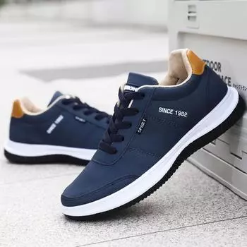 2024 New Spring and Autumn Men s Shoes Leather Surface Anti slip and Wear Resistant Lace up Round Head Men s Casual Shoes 39 чёрный